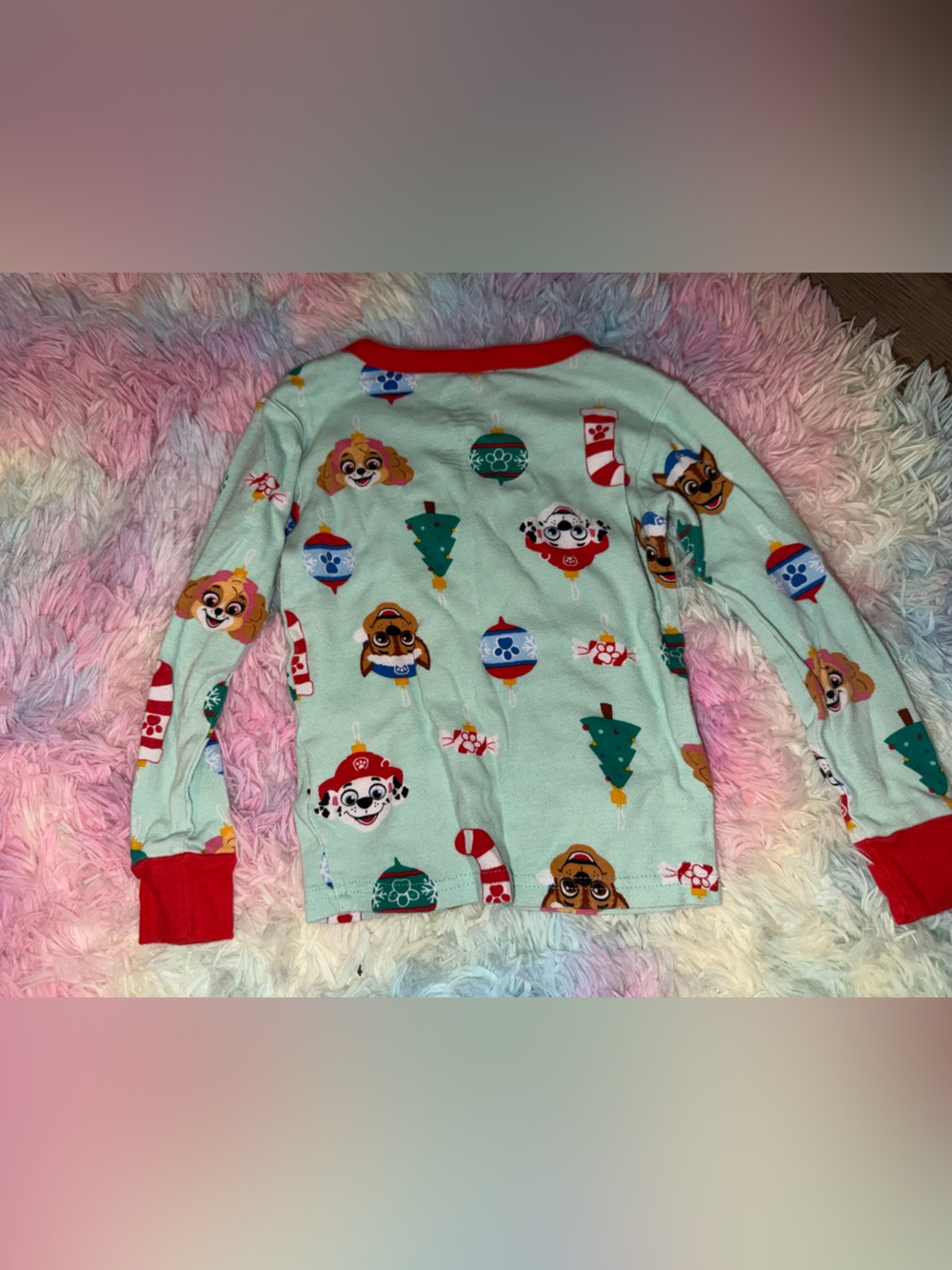 Paw Patrol Kids Holiday Pajama Top and bottom with Red Trim